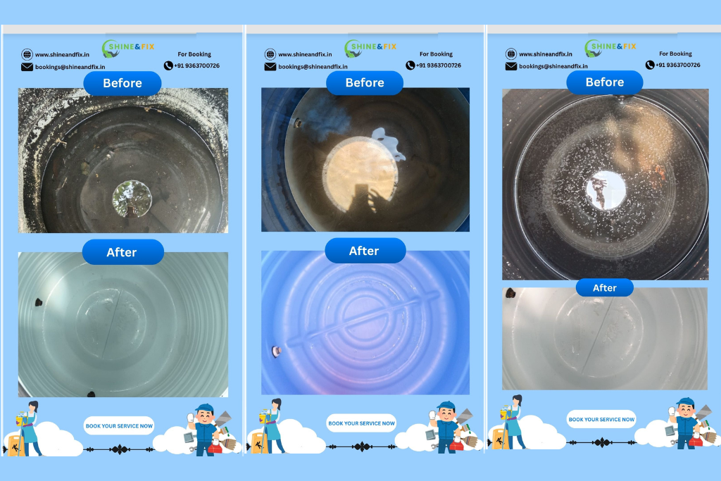 tank cleaning service result before and after cleaning
